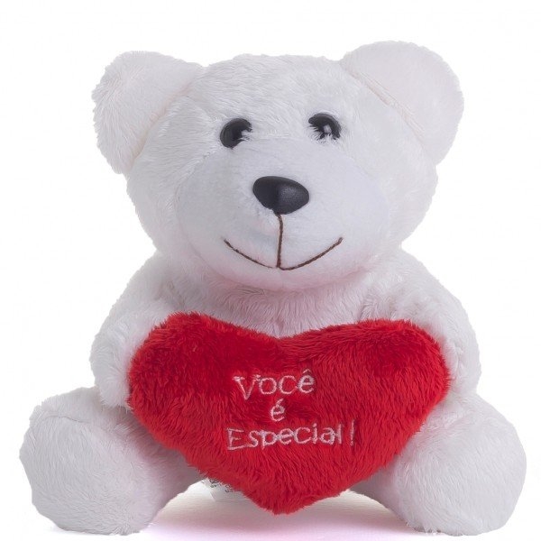 Urso de pelúcia de 17 cm - Branco Doce Charme