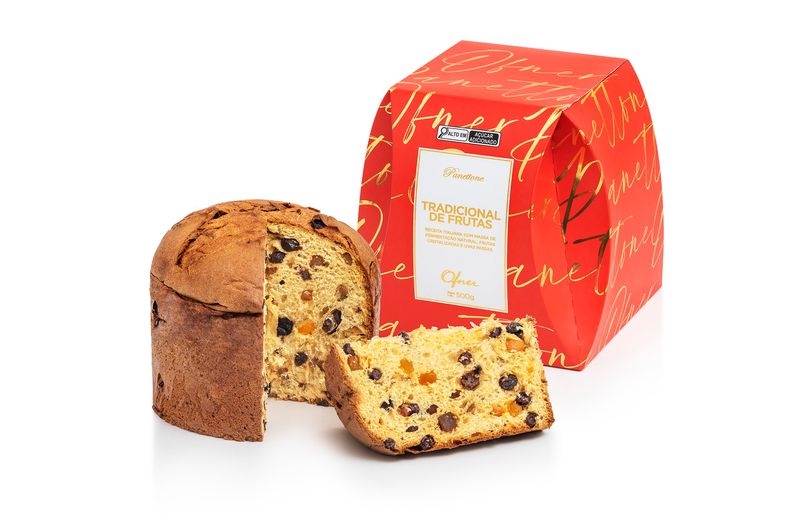 Panetone tradicional 500g, caixa com 12 unidades