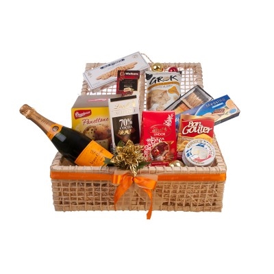 Cesta de presente de feriado de indulgência com champanhe