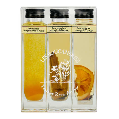 Caixa de presente com 3 ponches de rum (laranja, banana, maracujá) 18%