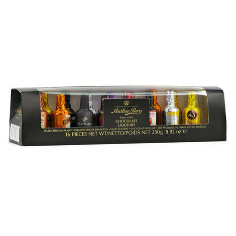 Caixa de chocolate amargo com licor - 16 sabores