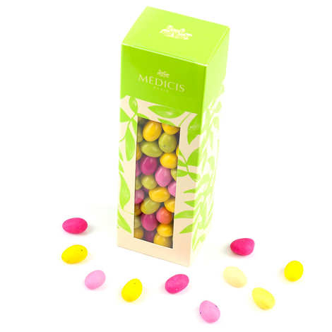 Ovos pequenos multicoloridos de chocolate amargo e ao leite (caixa deslizante de 170g)