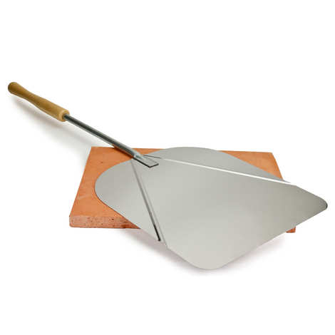 Pedra e pá para pizza em aço inoxidável (conjunto)