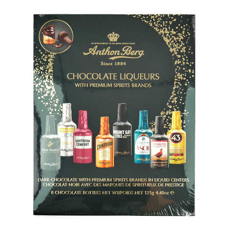 Chocolates amargos recheados com licores da Anthon Berg (8 garrafas)