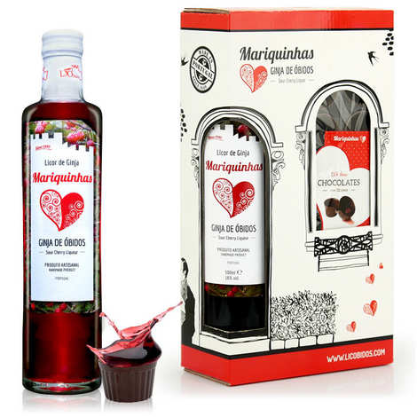 Ginja de Óbidos com Taças de Chocolate - Licor de Cereja de Portugal 18%