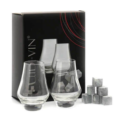 Conjunto de presente com 2 copos e 6 cubos de gelo para whisky