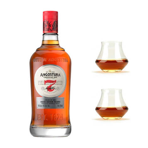 Angostura 7 anos - Rum de Trinidad e Tobago, 40% e 2 copos.