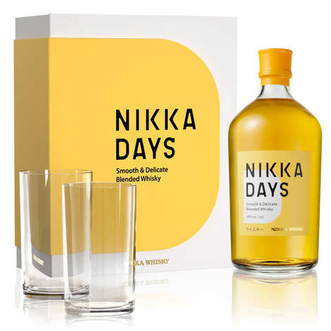 Caixa de presente de whisky Nikka Days com 2 copos