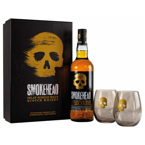 Caixa de presente Smokehead Whisky com 2 copos