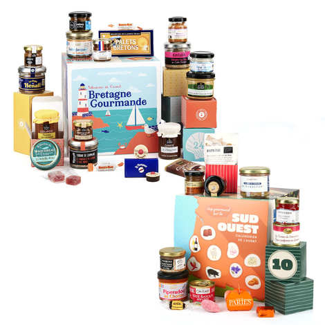 Conjunto de 2 calendários do advento gourmet da Bretanha e do Sudoeste da Inglaterra.