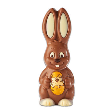 Coelho de chocolate ao leite com pintinho (coelho de 125g)