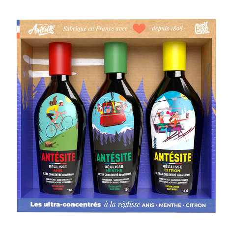 Caixa Gary Godel com 3 alcaçuzes ultraconcentrados nos sabores anis, menta e limão - Antesite