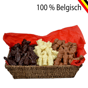 Cesta de Sinterklaas de 1 kg com figuras de chocolate Callebaut
