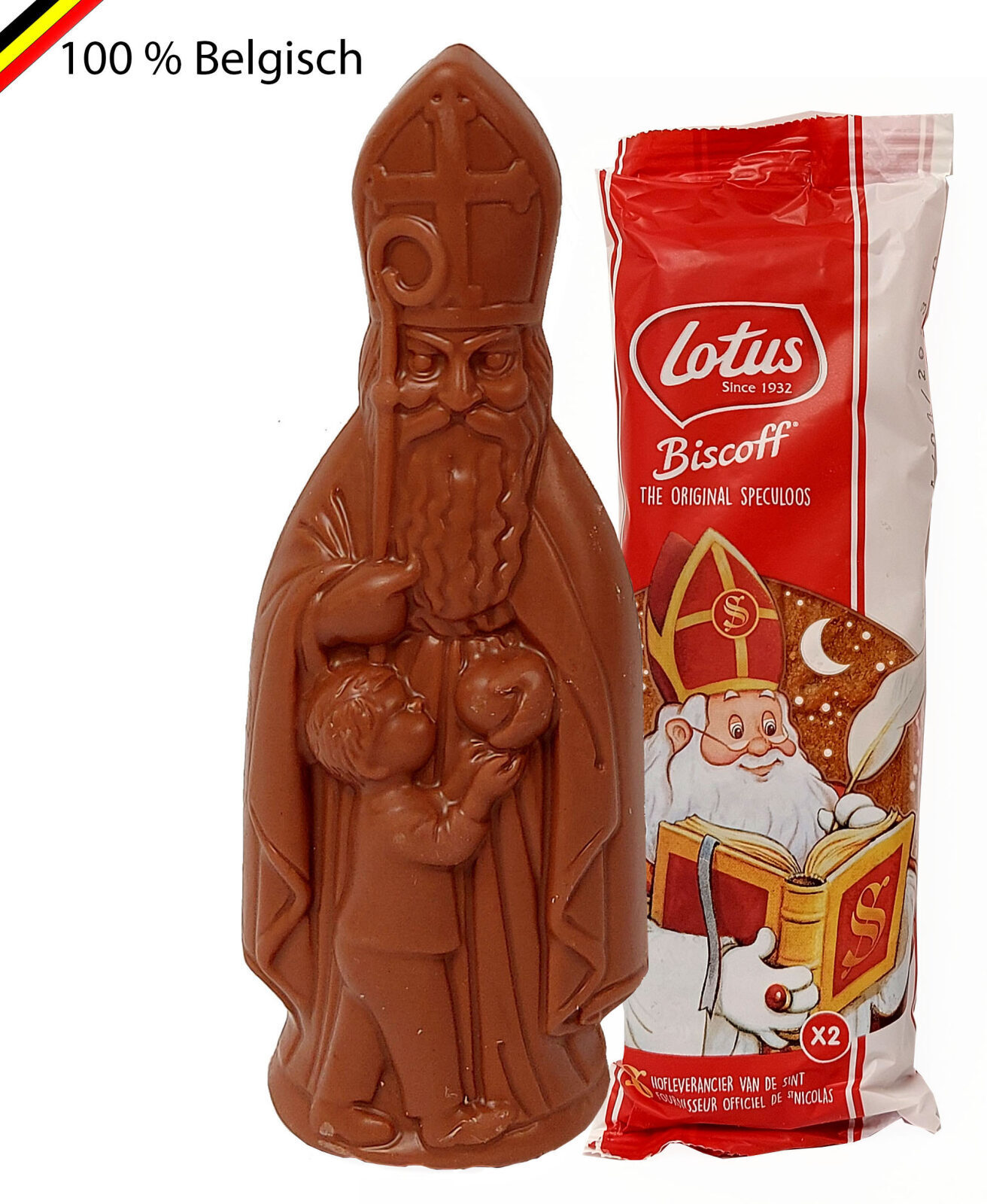 Chocolate belga Callebaut Sint 15 cm e Lotus Biscoff