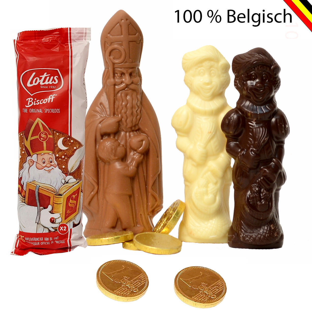 Chocolate belga e biscoitos Biscoff para São Nicolau em 2023.